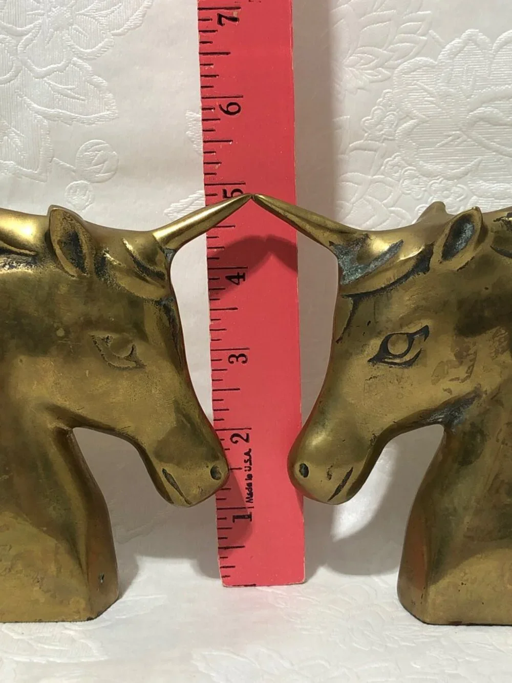 Vintage Brass Unicorn Bookends Pair Gold Fantasy Decor Mystical Heavy Sculpture